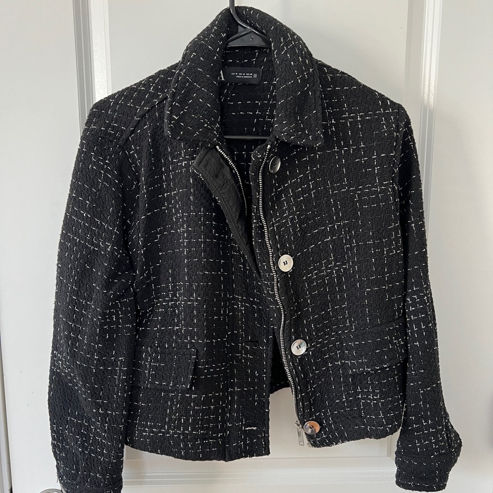 Zara Black Tweed Jacket - M